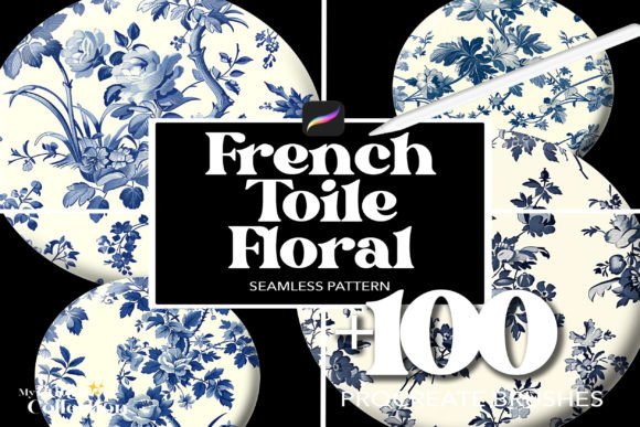 100 Procreate French Toile Floral Brush