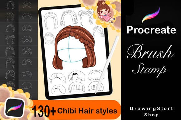 130 Procreate Hair Stamp Brushes
