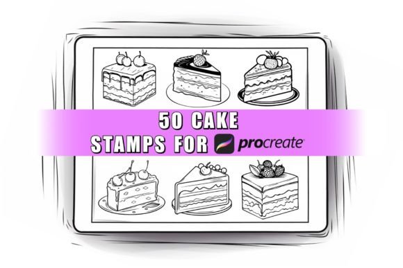 50 Cake Procreate Stamps for iPad Design