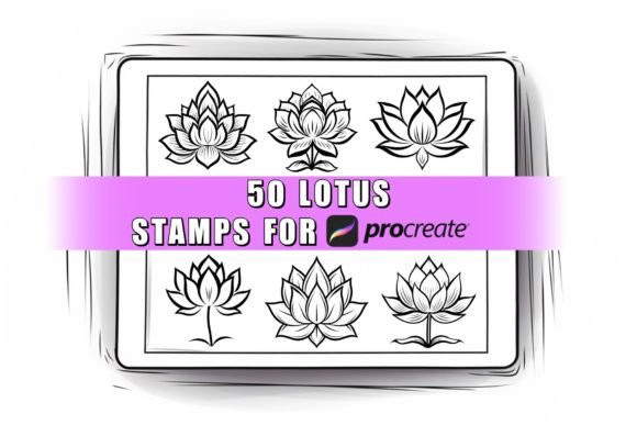 50 Lotus Procreate Stamps Brushes
