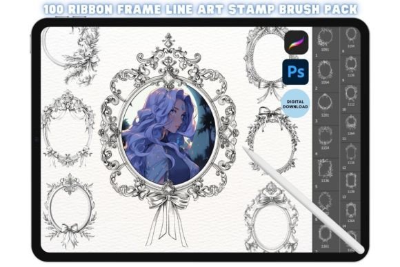 Elevating Digital Art with the Procreate Photoshop Baroque Frame Stamp