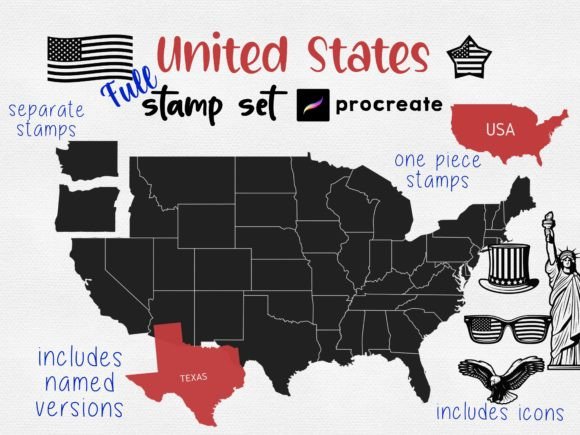 Evaluating the Procreate USA Map Stamps 14 July Brush Set