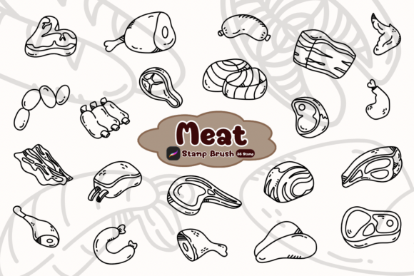 Meat: A Sketch-Style Procreate Stamp Brush for Creative Design
