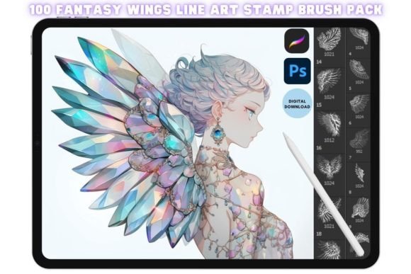 Procreate Photoshop Fantasy Wings Stamp