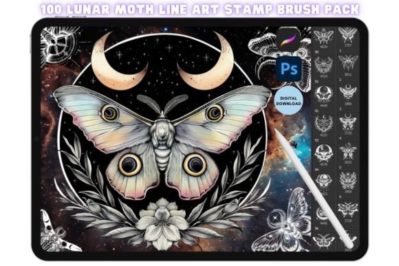 Procreate Photoshop Lunar Moth Stamp: Elevating Digital Art with Nature's Detail