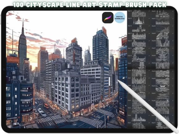 Procreate Skyline Cityscape Brush Stamps: Elevating Digital Illustration Workflows