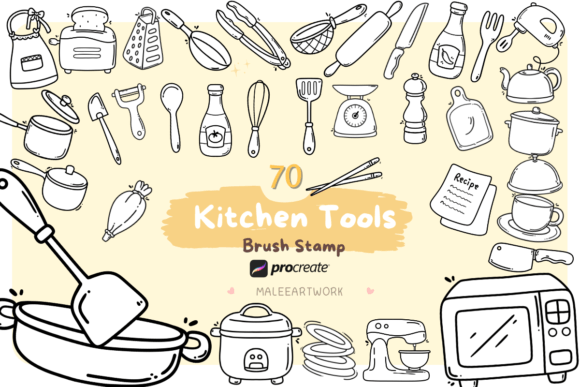 Revolutionizing Culinary Design with the Kitchen Tools Procreate Brush Stamp Set