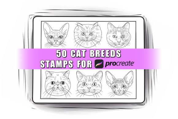 Unlock Creative Potential with 50 Cat Breeds Procreate Stamps